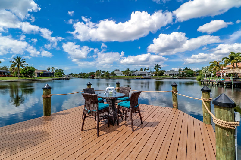 vacation home in Cape Coral with beautiful view by the dock